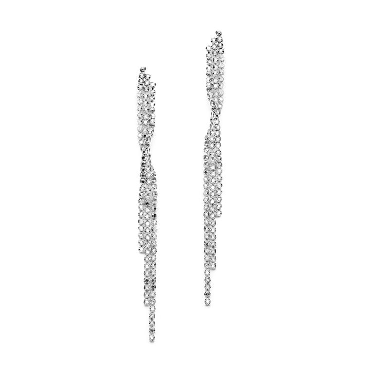 Popular Dangling Rhinestone Prom Earrings with Graceful Twist<br>4206E-CR-S