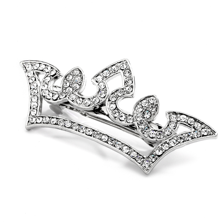 Pave Crystal Pageant Crown Barrette<br>4218HB