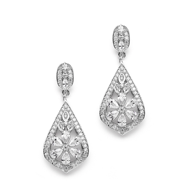 Mariell Wholesale Sophisticated Art Deco CZ Wedding Earrings