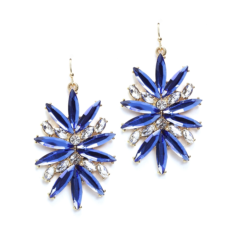 Sapphire Starburst Bling Earrings for Prom or Homecoming<br>4294E-SA-G