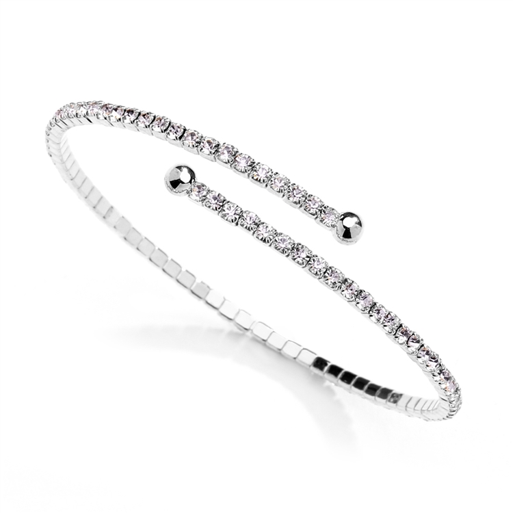 Delicate Rhinestone Coil Bracelet<br>4322B-S