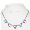 Iridescent Triangles Necklace Set for Prom or Bridesmaids<br>4355S-AB-S