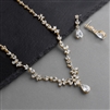 Luxurious 14K Gold Plated CZ Vine Wedding Necklace and Earrings Set <br>4368S-G