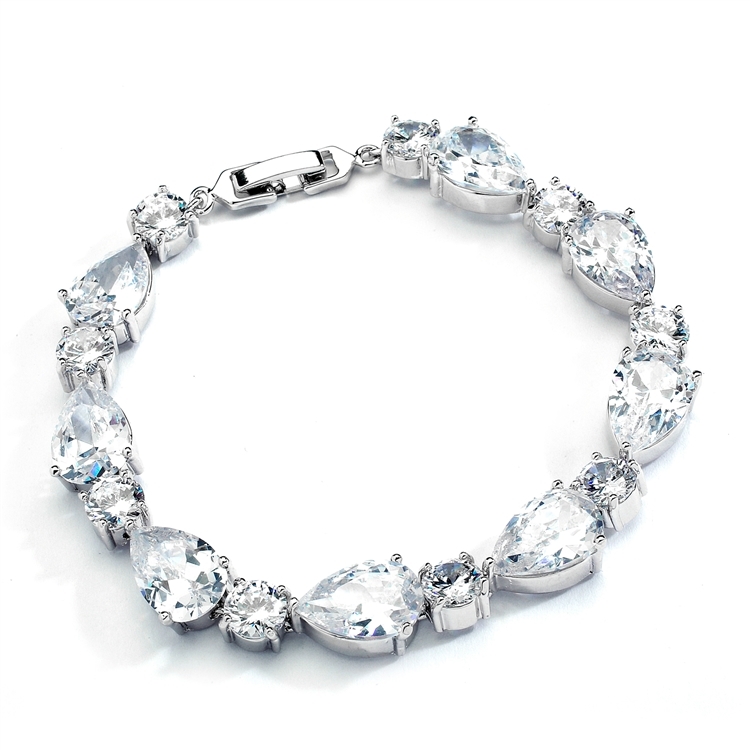 Top Selling CZ Pears and Rounds Bridal or Bridesmaids Bracelet<br>4374B