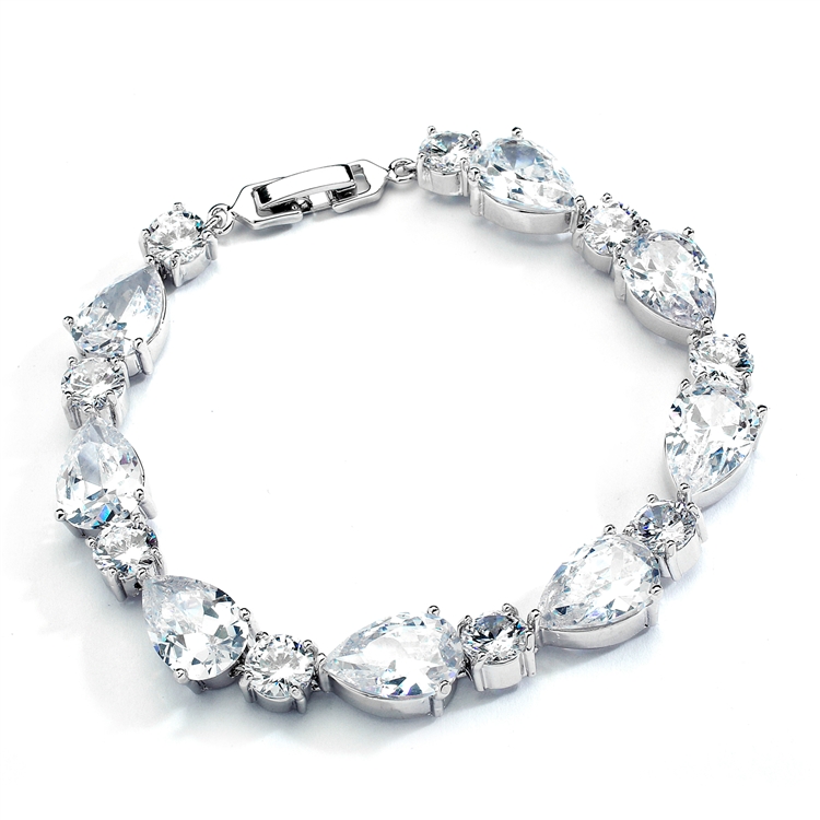 Mariell Wholesale Top Selling CZ Pears and Rounds Bridal or Bridesmaids Bracelet