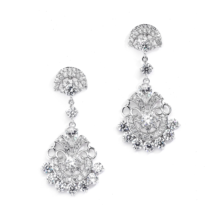 Vintage Glam CZ Bridal Earrings<br>4375E-S