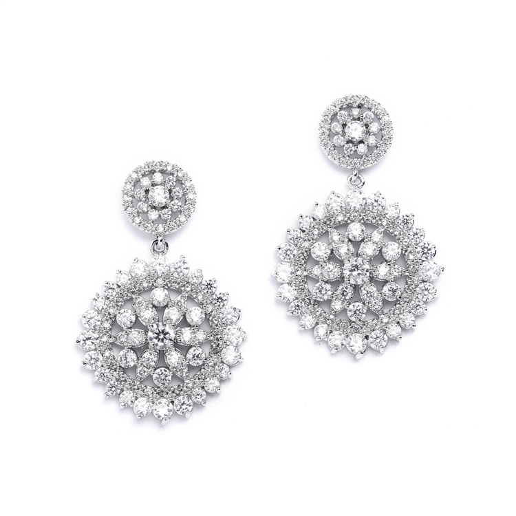 Vintage CZ Bridal Earrings with Pave Drops<br>4378E-S