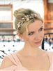 Boho Style Bridal Headband with Hand-Wrought Gold Wire and Silvery Painted Leaves<br>4384HB-I-G