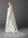 Cathedral Bridal Veil with Silver Pencil Edge & Beaded Crystal Lace  Applique Stations <br>4417V-I-S