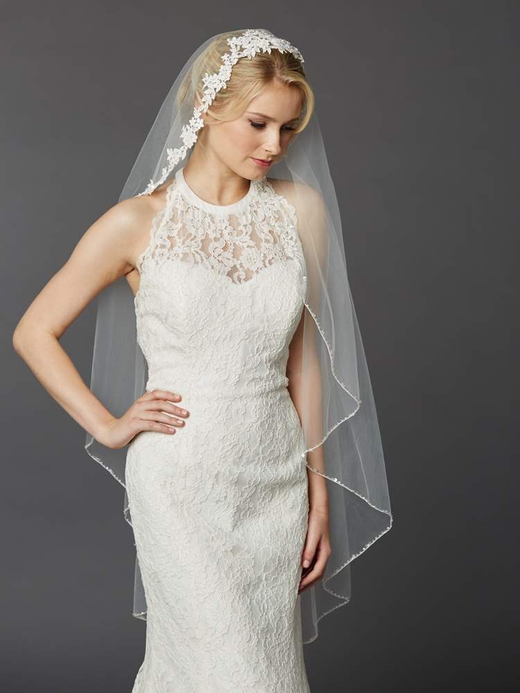 One Blushing Bride Waltz Length Wedding Veil, Raw Edge Ballet Bridal Veil, Simple Veil Ivory / 45-48 Inches