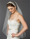 36" Fingertip Bridal Veil with Beaded Edge and Lace Applique Headpiece<br>4421V-I-S