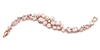 Elegant Rose Gold CZ Statement Bracelet with Genuine Freshwater Pearls for Weddings<br>4430B-I-RG
