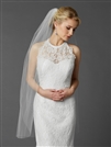 Long Fingertip or Hip Length Single Layer Cut Edge Bridal Veil in White<br>4433V-42-W