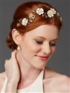 Designer Hand-Enameled Blossom Golden Headband <br>4443HB-I-G