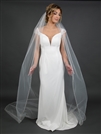 Glistening Silver Beaded Edge with Pearls 108" Cathedral Length Wedding Veil<br>4466V-I-108