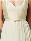 Hand Enameled Tea Rose Designer Bridal Sash Belt in Ivory Gold<br>4482BT-I-G