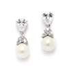 CZ Clip-On Bridal Earrings with Mixed Pears and Pearl Drops<br>4490EC-I-S