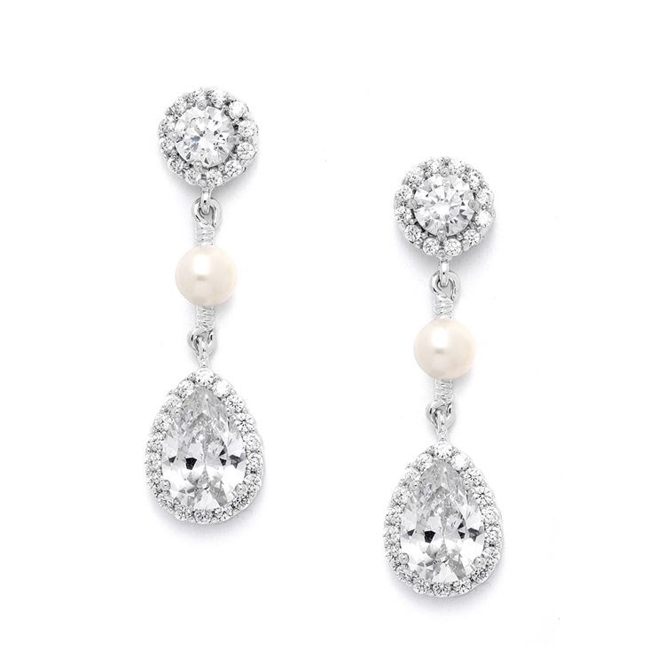 Best-Selling CZ and Freshwater Pearl Designer Bridal Earrings<br>4493E-S