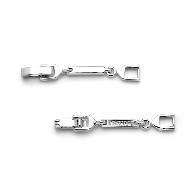 1 1/4" Necklace Extender Foldover Clasp - Genuine Rhodium Plated<br>4494M-S