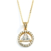 Gold Recovery Symbol Pendant Necklace with Trillion Cut CZ <br>4511N-G