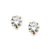 Gold Clip-On Earrings with 3 Carat 9.5mm CZ Solitaire<br>4512EC-G