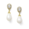 Gold Bridal Earrings with Soft Cream Pearl Drops<br>4516E-I-G