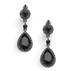 Wholesale Jet Black Crystal Earrings with Teardrop Dangles<br>4532E-BK