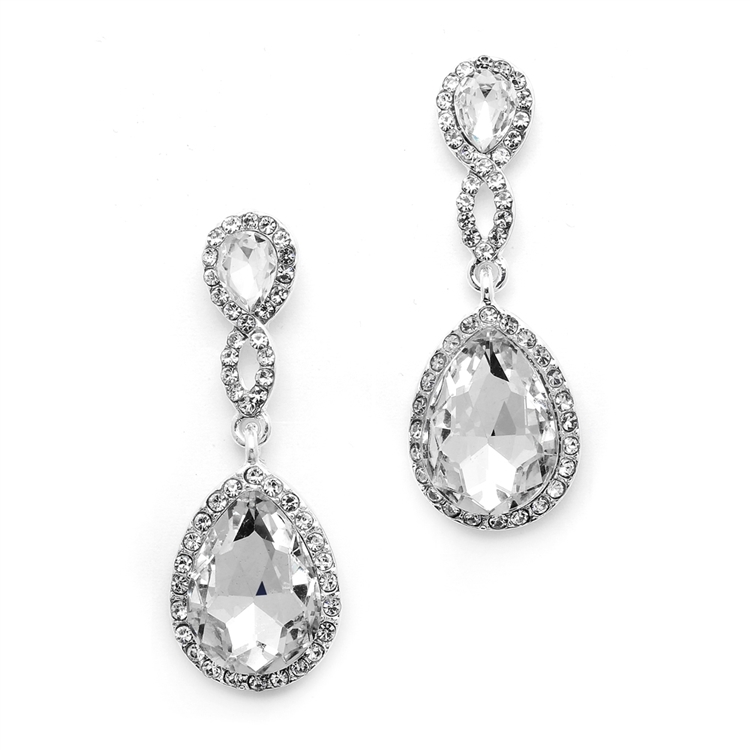 Top-Selling Crystal Teardrop Earrings with Braided Top<br>4547E-CR-S