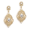 Victorian Scrolls 14K Gold Plated Cubic Zirconia Wedding Chandelier Earrings<br>4553E-G