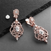Victorian Scrolls 14K Rose Gold Plated CZ Clip-On Wedding Chandelier Earrings<br>4553EC-RG