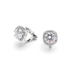 Silver Cushion Shape 10mm Halo Clip On Stud CZ Earrings with Round Solitaire<br>4556EC