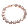 Top Selling CZ Framed Pears Bridal or Bridesmaids Rose Gold Bracelet<br>4562B-RG