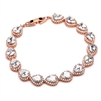 Top Selling Petite Length 6 5/8" CZ Pears Bridal or Bridesmaids Rose Gold Bracelet<br>4562B-RG-6