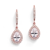 Magnificent Pear Shape CZ Bridal or Pageant Earrings in Rose Gold<br>4575E-RG