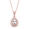 Couture Rose Gold Cubic Zirconia Framed Pear-Shaped Bridal Necklace<br>4575N-RG