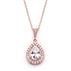 Mariell Wholesale Couture Rose Gold Cubic Zirconia Framed Pear-Shaped Bridal Necklace