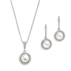 Freshwater Pearl Necklace Set with Inlaid CZ Frame<br>4587S-S