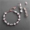 Elegant Cubic Zirconia Multi-Shape Bridal Bracelet and Earrings Set in 14K Rose Gold<br>4588BS-RG