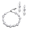 Elegant Cubic Zirconia Multi-Shape Bridal Bracelet and Earrings Set in Rhodium<br>4588BS-S