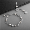 Ivory Pearl and CZ Vine Bridal Bracelet and Earrings Set<br>4589BS-I-S