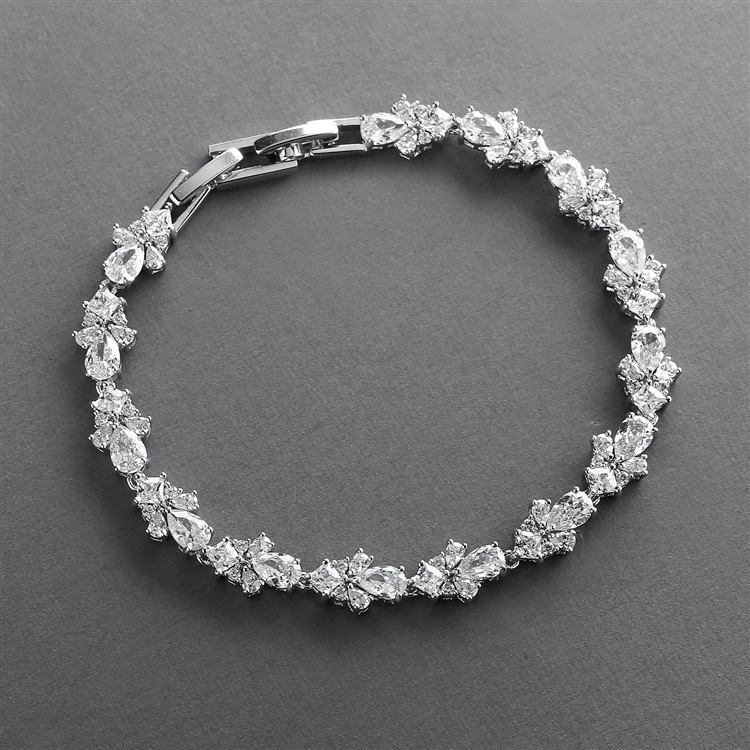 Cubic Zirconia Wedding Bridal & Prom Tennis Bracelet 7" Plus 3/8" Extender<br>4590B-S