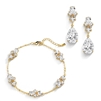 Mariell Wholesale CZ Multi-Shape 14K Gold Plated Bracelet and Earrings Set with Adjustable Chain