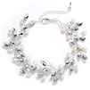 Silver Bracelet with Crystals & Freshwater Pearls, Adjustable 7" to 8 Â½"<br>4597B-S