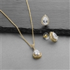 Mariell Wholesale 14K Gold CZ Pear-Shape Wedding Necklace & Earrings Jewelry Set