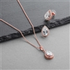 Mariell Wholesale Rose Gold CZ Pear-Shape Wedding Necklace & Earrings Jewelry Set