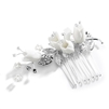 Bridal Comb Silver Leaves & White Resin Flowers