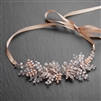 Rose Gold Bridal Headband Vine with Opal Crystals