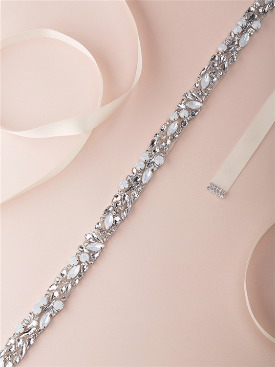 Silver Bridal Belt with Austrian Crystal and Ivory Pearls - Mariell Bridal  Jewelry & Wedding Accessories