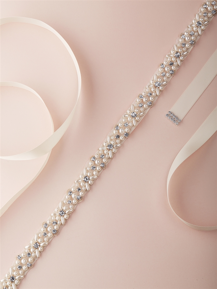 Crystal and Pearl Belt with Crystals