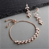 CZ Bracelet & Dangle Earrings Set in Rose Gold wit